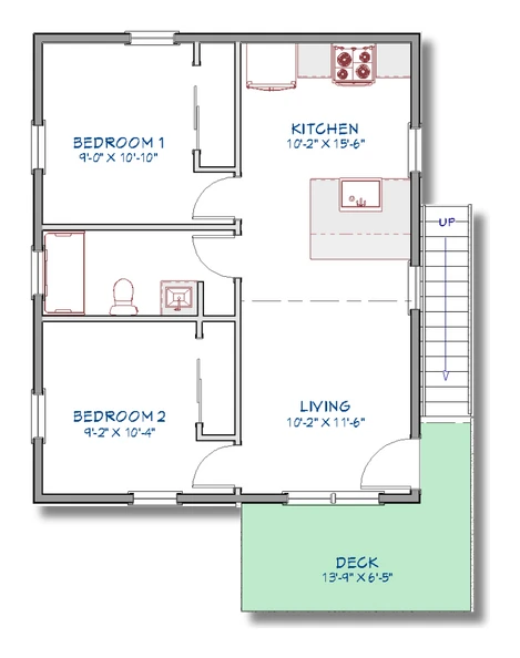The Perch upper-level floor plan