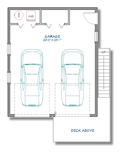 The Perch garage-level floor plan