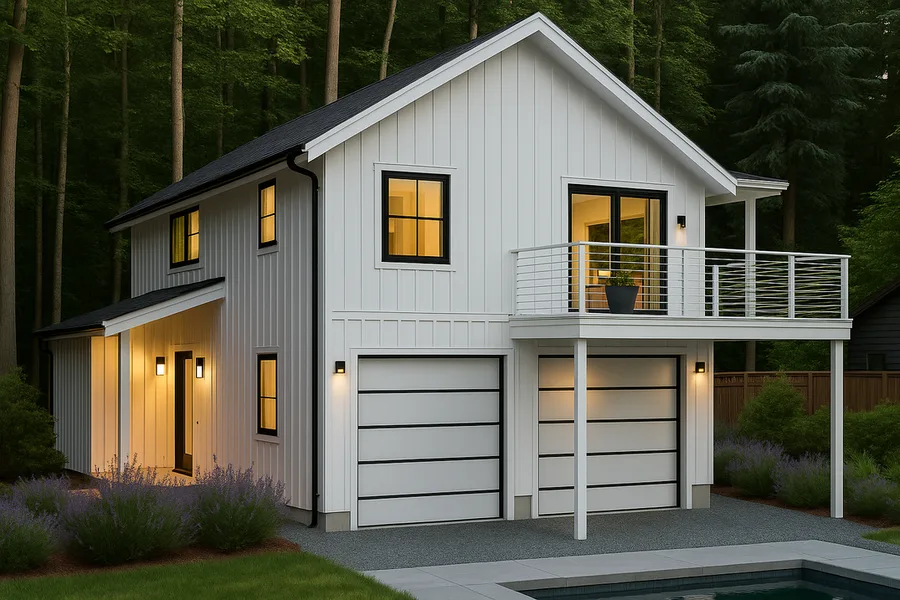 The Perch floor plan &mdash; 644 sq ft exterior rendering