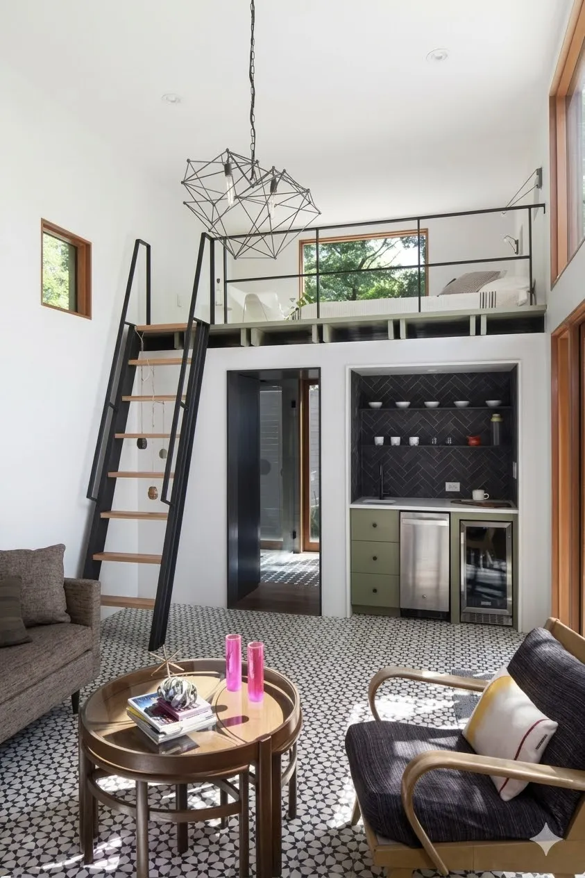 Pool house interior in Northwest Arkansas